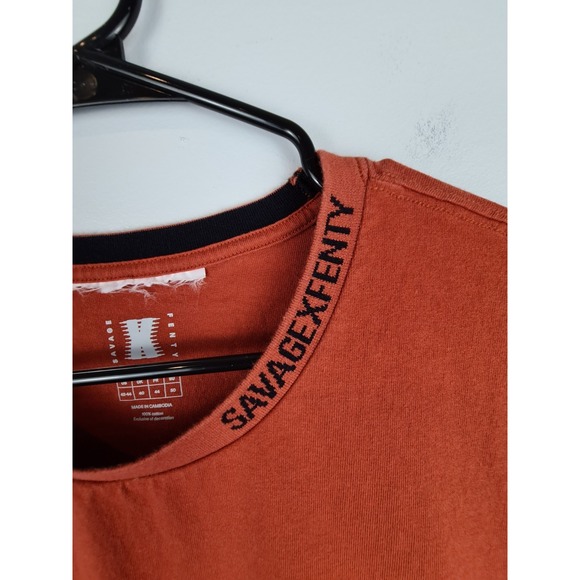 Savage X Fenty Men's Grille Graphic Heavy Jersey L Tee Orange Cotton Crew‎ Shirt - Picture 2 of 9